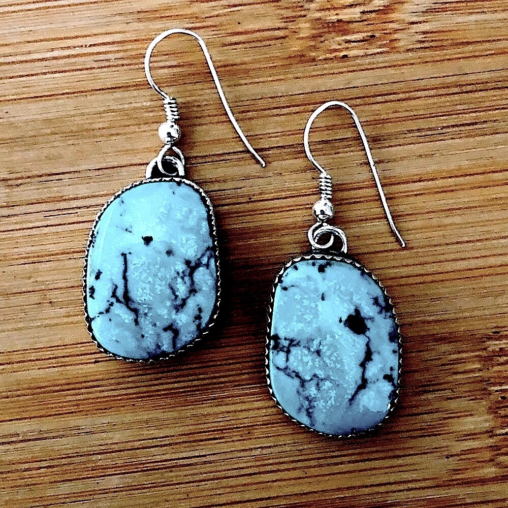 $98 Signed Estate Navajo Artisan Turquoise Earrings Marked CS STERLING